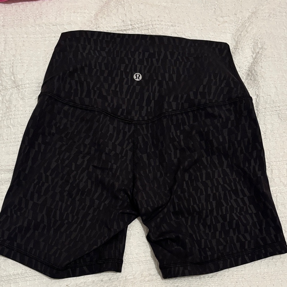 lululemon athletica Patterned Black Biker Shorts